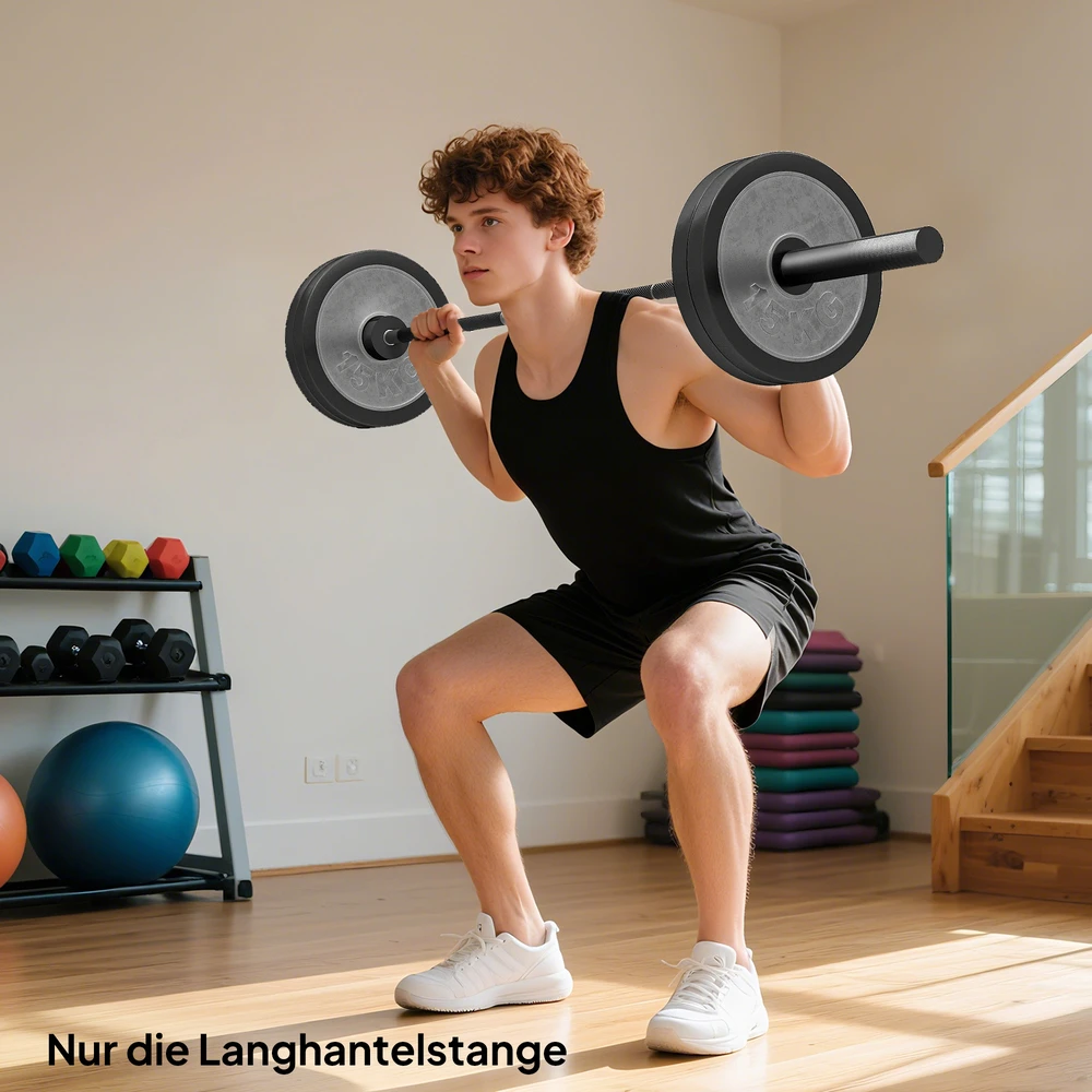 Aosom Olimpinė štanga, 180 cm, plienas, juoda, 200 kg