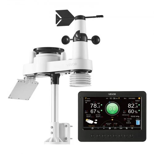 Koduva Oro stotelė VEVOR 7-in-1 Wi‑Fi, 18 cm TFT ekranas, belaidis lauko jutiklis su saulės maitinimo pagalba