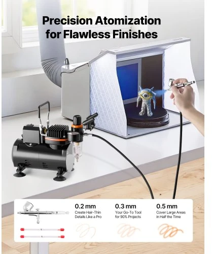 VEVOR Oro teptuko rinkinys su kompresoriumi TC-20B, 120 W, 3 antgaliai
