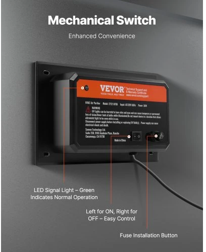 VEVOR Ortakio oro valytuvas 2112-UV36, 36 W, juodas, su 1 atsargine lempute