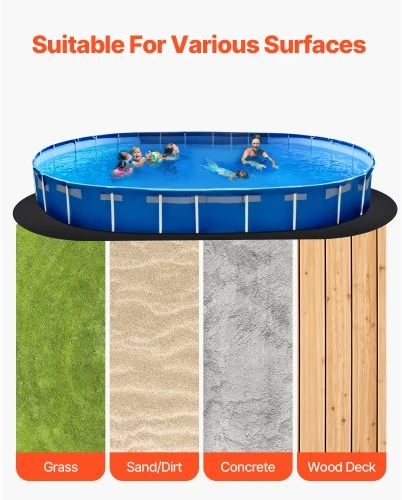VEVOR Ovalus baseino paklotas, 457 x 914 cm, juodas