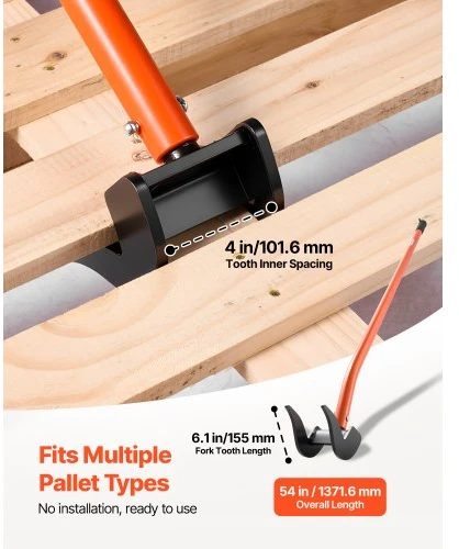 VEVOR Padėklų ardymo laužtuvas CL-J54, anglinis plienas, 138 cm, iki 907 kg
