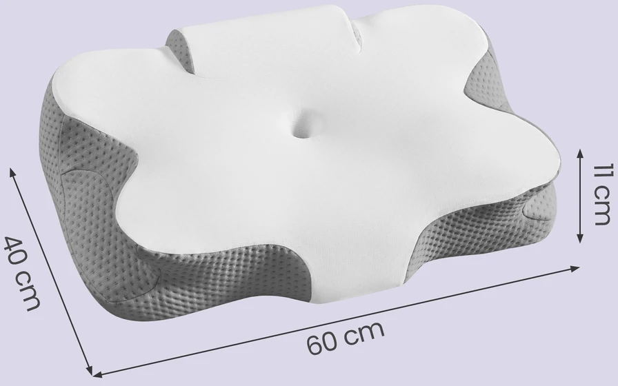 Koduva Pagalvė su „memory foam“, reguliuojamo aukščio, 59 x 40 cm, balta-pilka