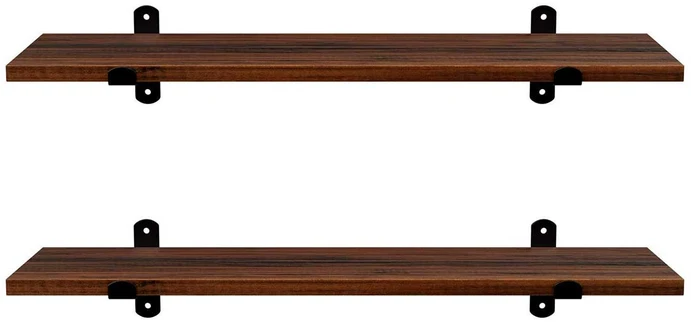 Songmics Pakabinamos sieninės lentynos, 2 vnt., 60 x 20 x 7 cm, MDF ir geležis, vintage ruda-juoda