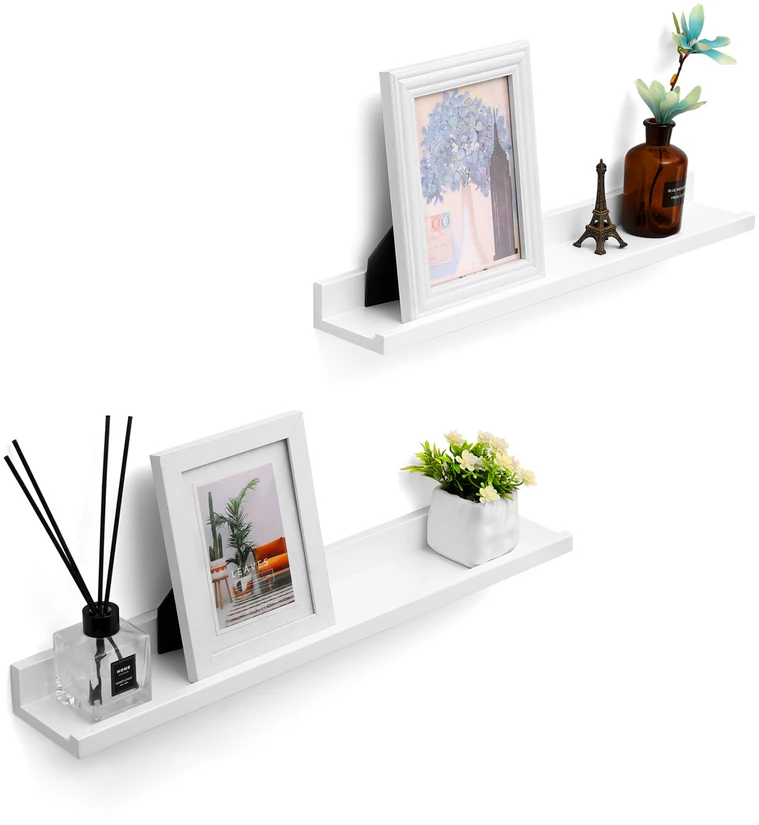 Songmics Pakabinamos sieninės lentynos, 2 vnt., baltos, E1 MDF, 60 x 10 cm