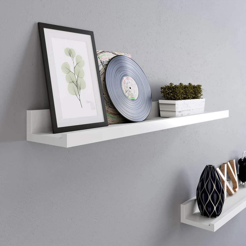 Songmics Pakabinamos sieninės lentynos, 2 vnt., baltos, E1 MDF, 60 x 10 cm