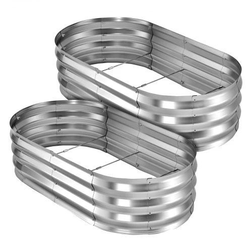 VEVOR Pakeltos lysvės, 2 vnt., ovalios, Alu-Zinc, sidabrinė, 120 x 60 x 30 cm