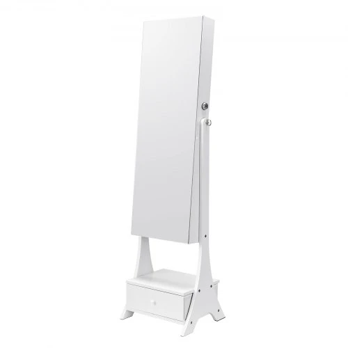 VEVOR Papuošalų spintelė su veidrodžiu PY-2314SS, pastatoma, balta, 41 x 36 x 157 cm