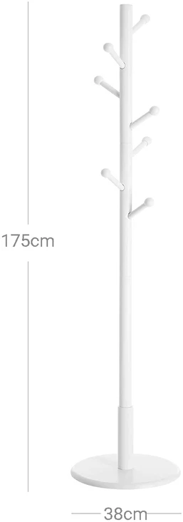 Koduva Pastatoma drabužių kabykla, balta, medinė, 7 kabliukai, 38 x 175 cm