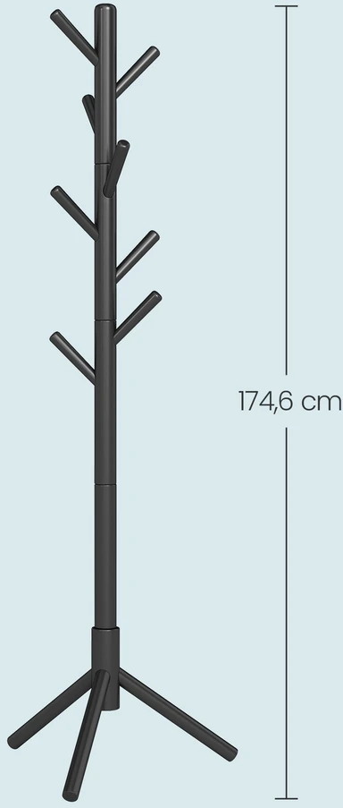 Koduva Pastatoma drabužių kabykla medžio formos, kaučiukmedžio, 8 kabliukai, 47 x 47 x 175 cm, juoda
