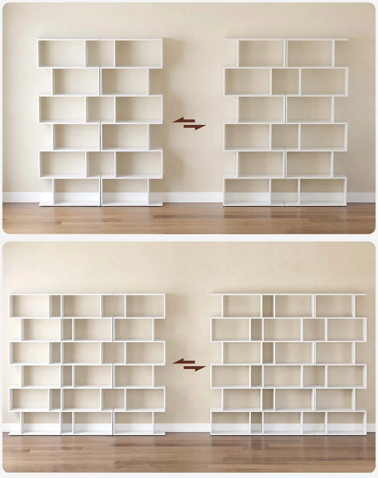 Songmics Pastatoma knygų lentyna su 6 aukštais, balta, 70 x 24 x 190,5 cm