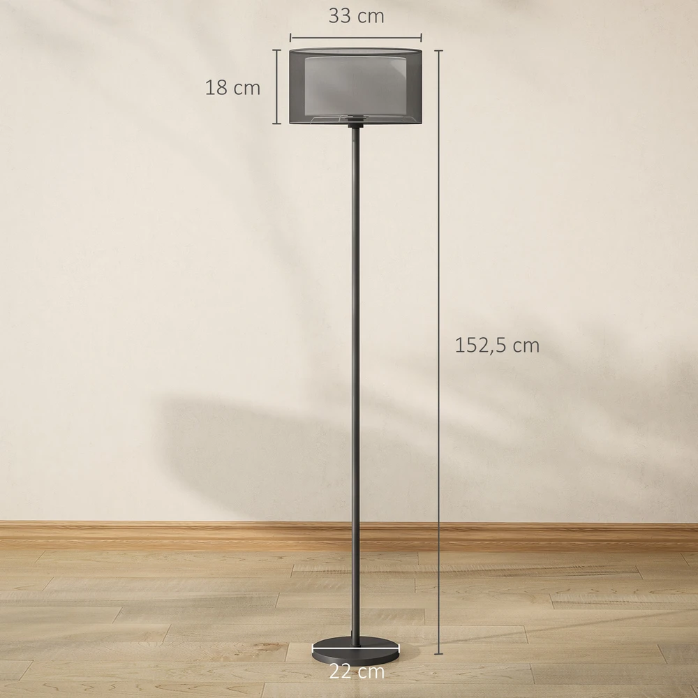 Aosom Pastatoma lempa, juodas ir baltas gaubtas, kojos jungiklis, metalas, 33 x 152,5 cm