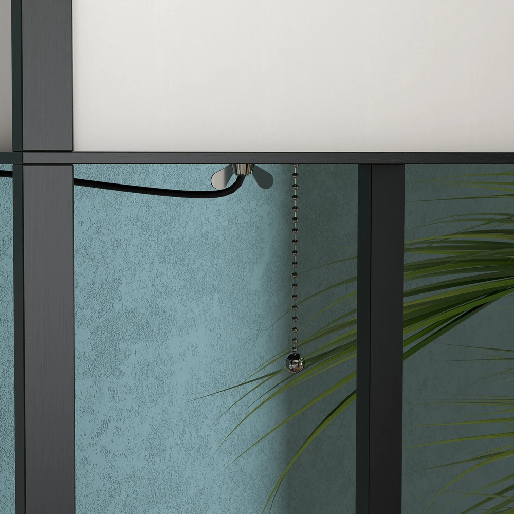 Aosom Pastatoma lempa su lentynomis, juoda ir balta, MDF, 26 x 26 x 160 cm