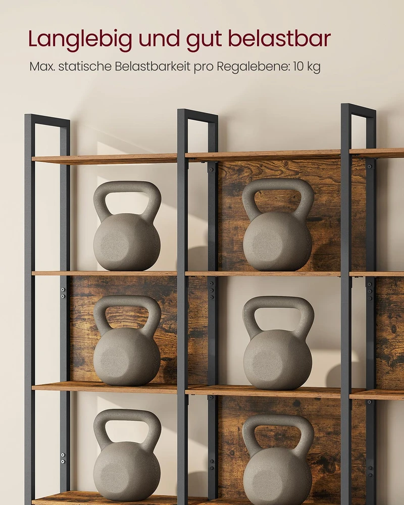 Songmics Pastatoma lentyna su 5 atviromis lentynomis, 24 x 128 x 154,1 cm, ruda/juoda