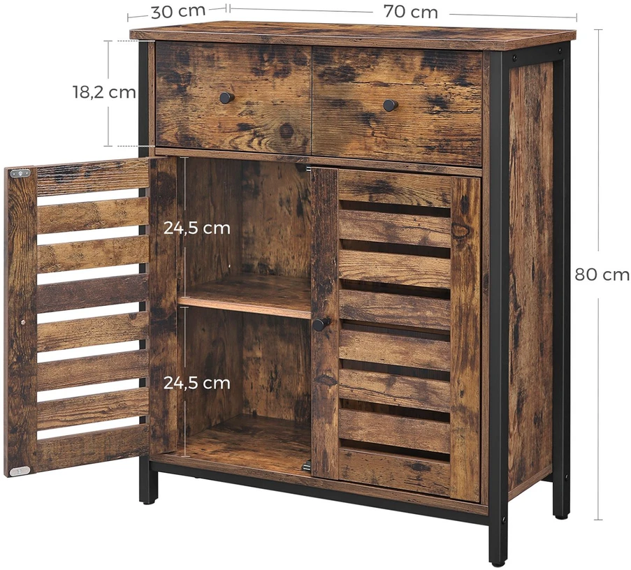 Koduva Pastatoma spintelė su stalčiumi, 70 x 30 x 80 cm, medžio drožlių plokštė ir plienas, tamsiai ruda