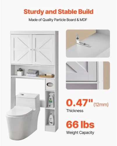VEVOR Pastatoma spintelė virš tualeto KLBC-02, balta, 171 cm