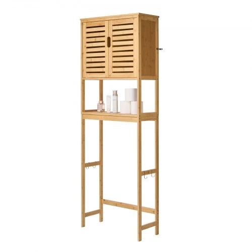 Koduva Pastatoma spintelė virš tualeto VEVOR, bambukas + MDF, natūrali, 65 x 27 x 175 cm