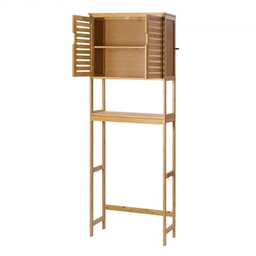 Koduva Pastatoma spintelė virš tualeto VEVOR, bambukas + MDF, natūrali, 65 x 27 x 175 cm