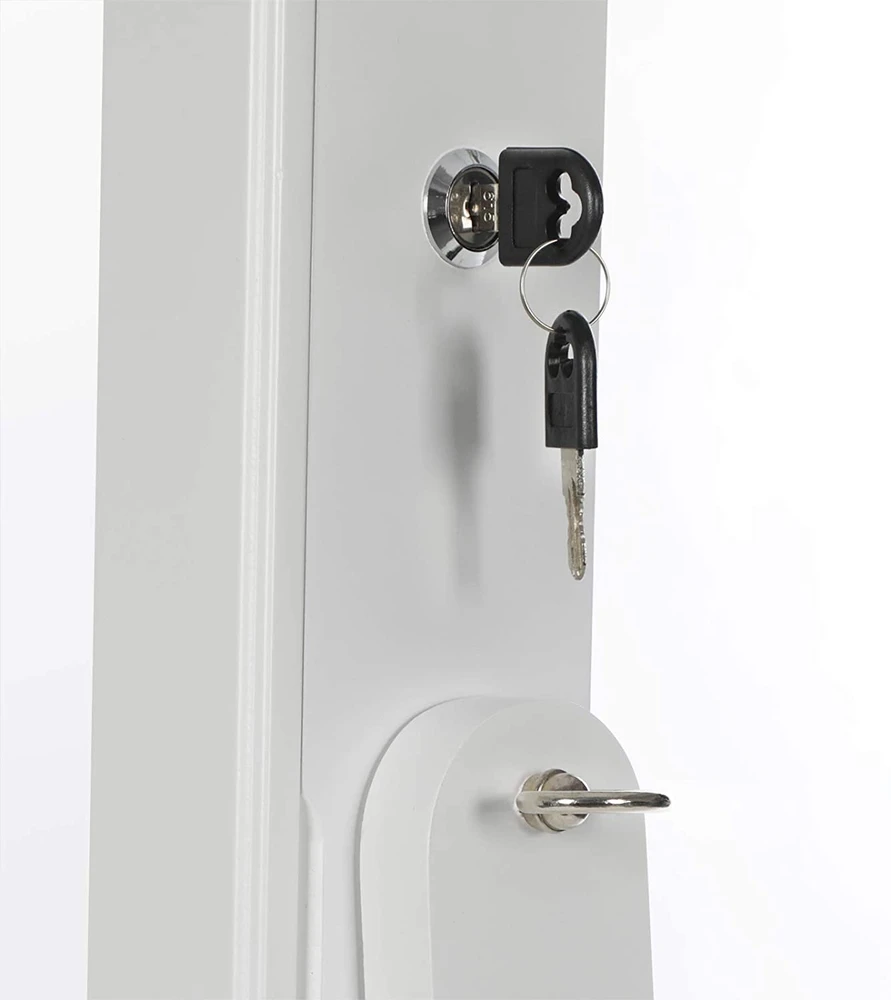 Songmics Pastatoma veidrodinė papuošalų spintelė su LED, balta, MDF, 41 x 151 x 36,5 cm