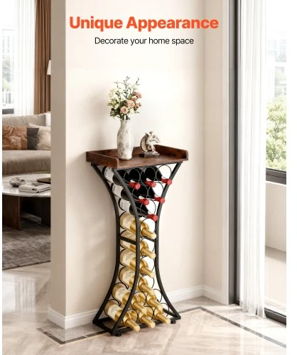 VEVOR Pastatoma vyno lentyna, 15 butelių, geležis, MDF, 43 x 29 x 90 cm