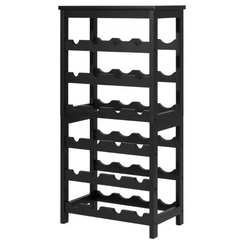 Koduva Pastatoma vyno lentyna VEVOR, 24 buteliams, 6 aukštų, bambuko mediena, juoda, 41 x 24 x 82 cm