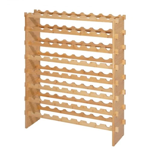 Koduva Pastatoma vyno lentyna VEVOR, 8 aukštų, 72 buteliams, natūrali, 96 x 25 x 119 cm