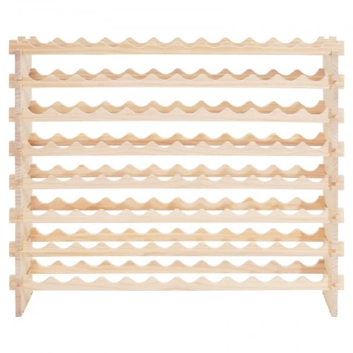 Koduva Pastatoma vyno lentyna VEVOR, 8 aukštų, 96 buteliams, pušies mediena, natūrali, 113 x 29 x 96 cm
