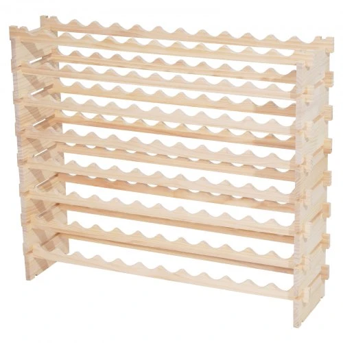 Koduva Pastatoma vyno lentyna VEVOR, 8 aukštų, 96 buteliams, pušies mediena, natūrali, 113 x 29 x 96 cm
