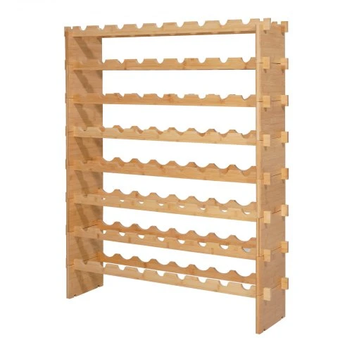 Koduva Pastatoma vyno lentyna VEVOR, 8 aukštų, 72 buteliams, natūrali, 96 x 25 x 119 cm