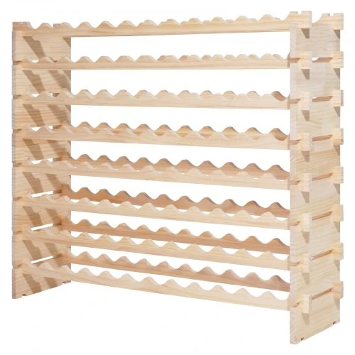 Koduva Pastatoma vyno lentyna VEVOR, 8 aukštų, 96 buteliams, pušies mediena, natūrali, 113 x 29 x 96 cm