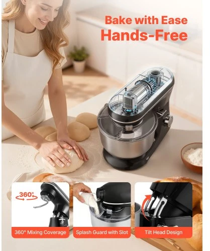 VEVOR Pastatomas maišytuvas SM-1560N, 1400 W, 5,68 l, juodas