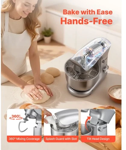 VEVOR Pastatomas maišytuvas SM-2548A, 4,2 l, 1500 W, sidabrinis