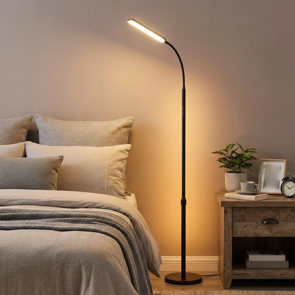 Koduva Pastatomas šviestuvas 15 W, reguliuojamas aukštis 141–175 cm, matinis juodas