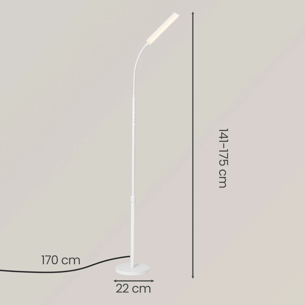 Koduva Pastatomas šviestuvas, reguliuojamas aukštis 141–175 cm, 15 W, baltas