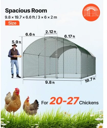 VEVOR Paukščių aptvaras YD362, su PE stogu, 3 x 6 x 2 m