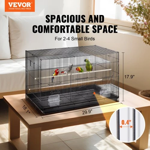 VEVOR Paukščių narvas 504CD su stovu ant ratukų ir padėklu, plienas, 76 x 46 x 45 cm