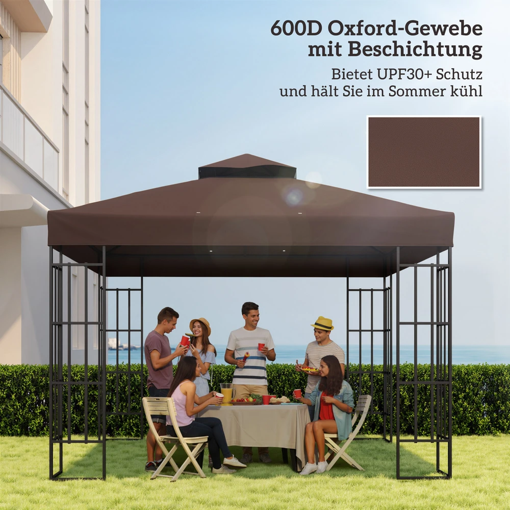 Aosom Pavėsinės pakaitinis stogas, 3 x 3 m, kavos spalvos