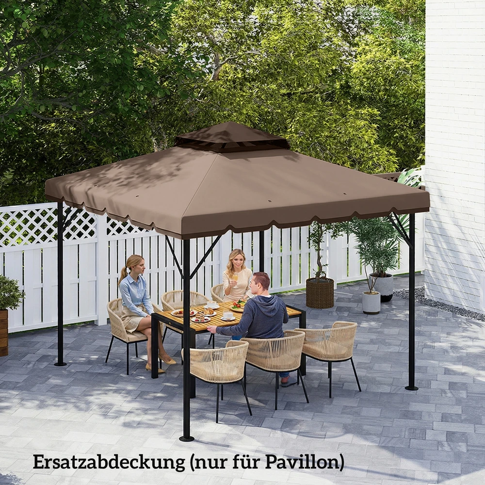 Koduva Pavėsinės pakaitinis stogas 3 x 3 m, dvigubas stogas, khaki ir ruda
