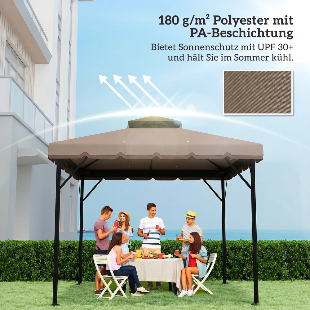 Koduva Pavėsinės pakaitinis stogas 3 x 3 m, dvigubas stogas, khaki ir ruda