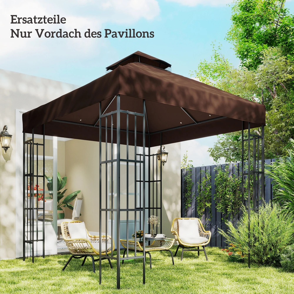Aosom Pavėsinės pakaitinis stogas, 3 x 3 m, kavos spalvos