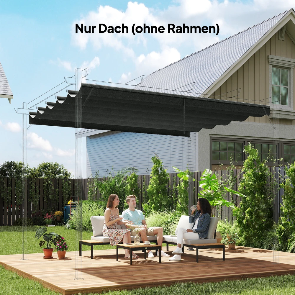 Aosom Pavėsinės pakaitinis stogo tentas 3 x 3 m, tamsiai pilkas, 250 x 255 cm
