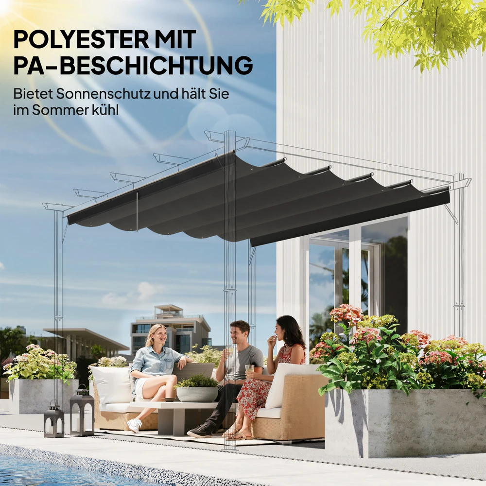 Aosom Pavėsinės pakaitinis stogo tentas 3 x 3 m, tamsiai pilkas, 250 x 255 cm
