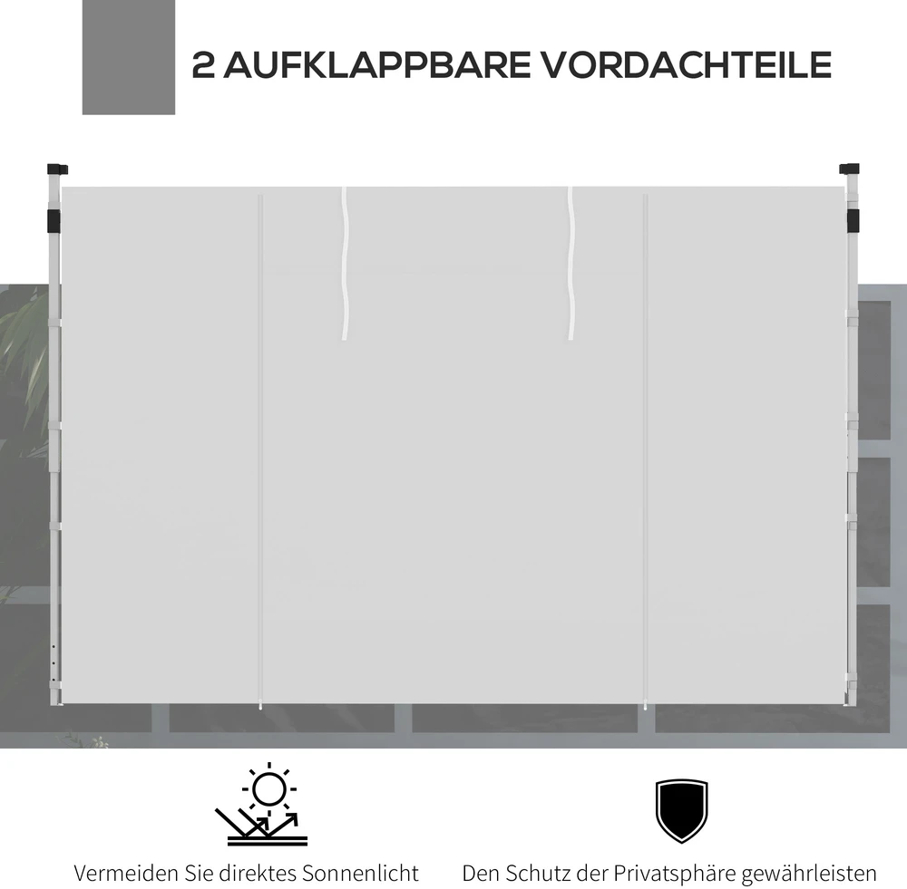 Aosom Pavėsinės šoninės užuolaidos, 2 vnt. rinkinys, 3 x 3 m arba 3 x 6 m, baltos