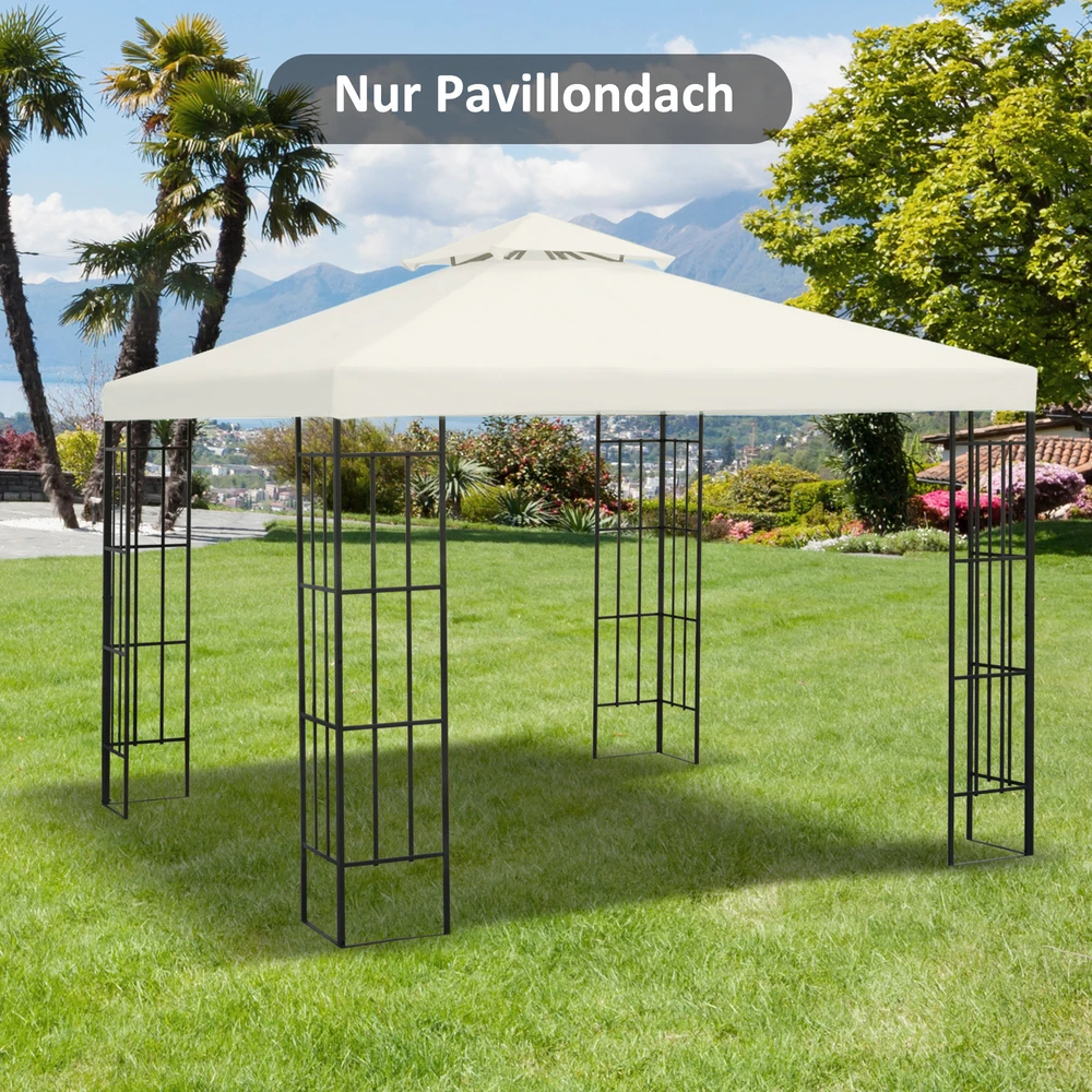 Aosom Pavėsinės stogas, 3 x 3 m, kreminė balta, poliesteris