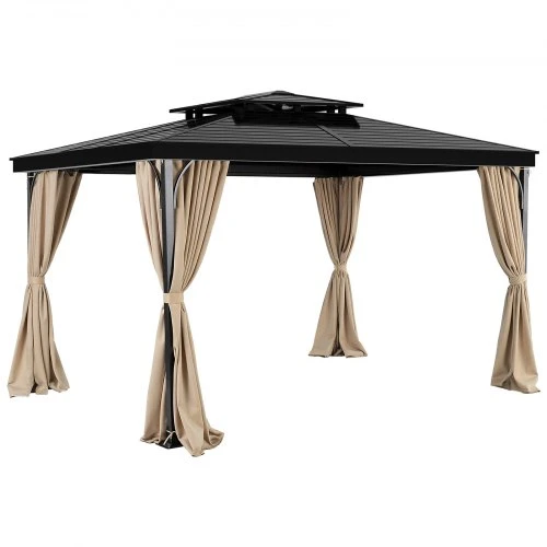 VEVOR Pavėsinės užuolaidos JDC-34BE, 4 dalių, 281 x 373 x 213 cm, chaki