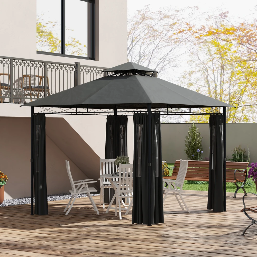 Koduva Pavillon party palapinė, 3 x 3 x 2,88 m, tamsiai pilka
