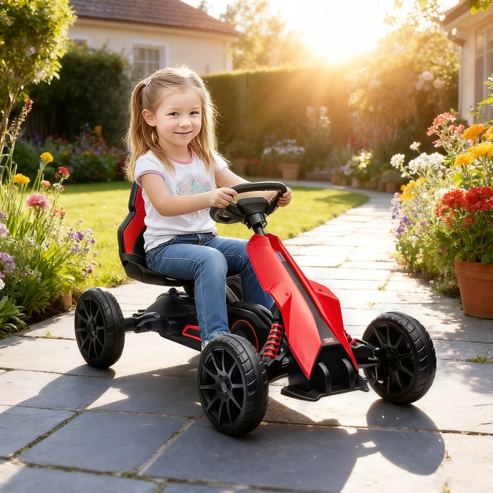 Aosom Pedalinis go kart, raudonas, 100 x 58 x 58,5 cm