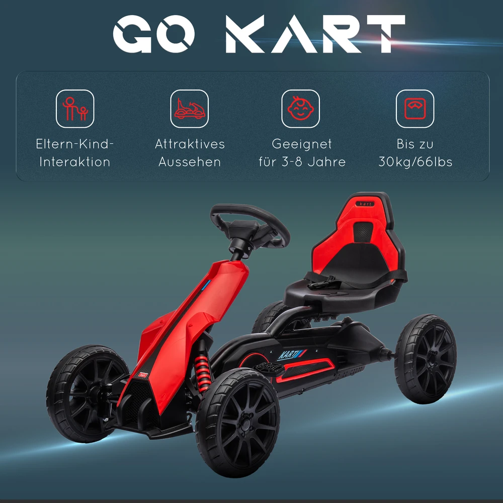 Aosom Pedalinis go kart, raudonas, 100 x 58 x 58,5 cm