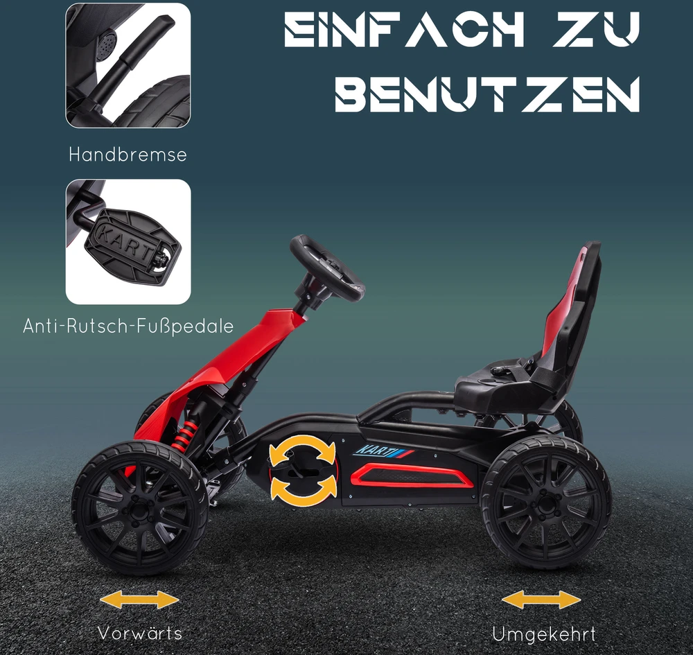 Aosom Pedalinis go kart, raudonas, 100 x 58 x 58,5 cm