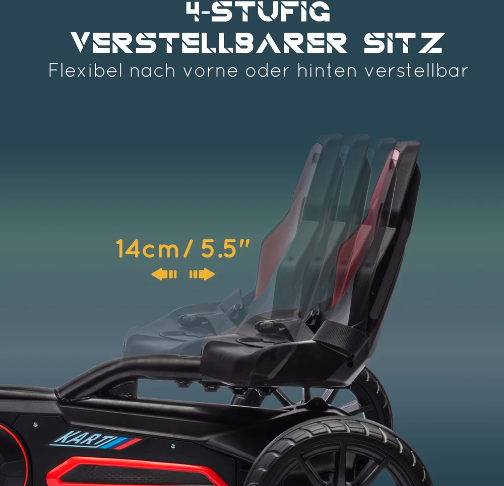 Aosom Pedalinis go kart, raudonas, 100 x 58 x 58,5 cm